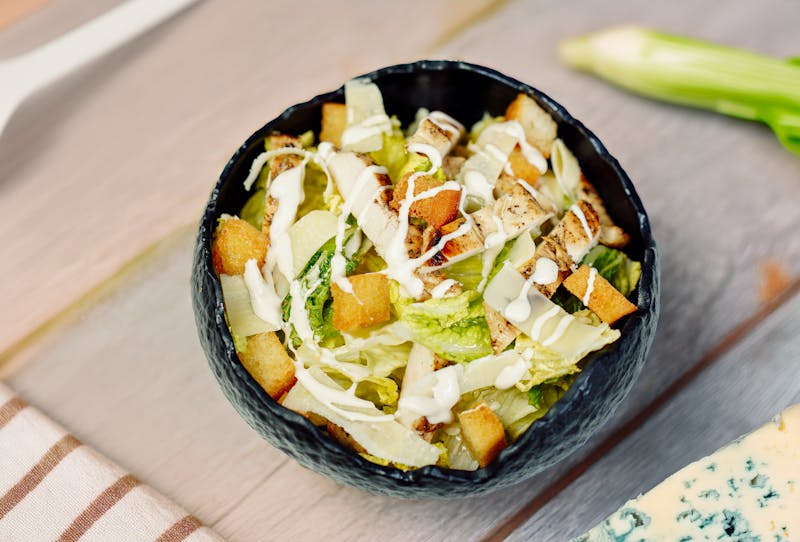 Classic Caesar salad with romaine lettuce and croutons